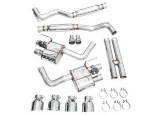 Ford Mustang Performance Exhaust - AWE Tuning - Cat Back, SwitchPath, Quad Tips - Chrome Silver - 2024+